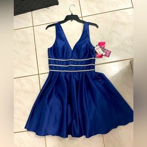 Navy Blue dress with rhinestone embellishments - Juniors size 7 by Stacy Sklar